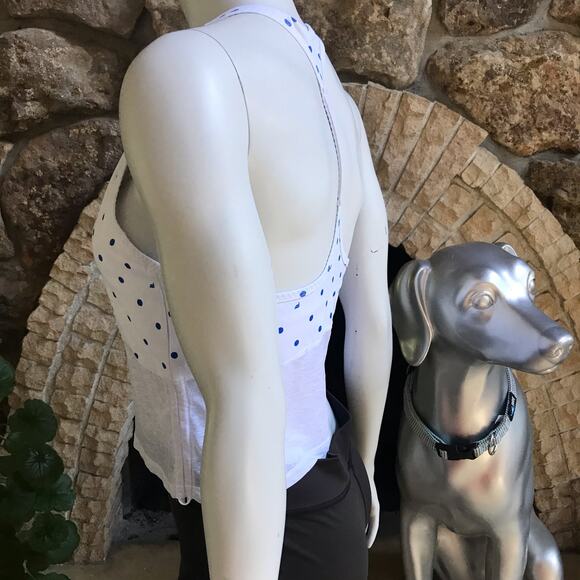 Fabletics Polka Dot Ryan Midi Sports Bra Top Ruched Sides Women's Size Medium - Picture 3 of 8